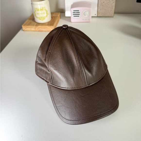 Abercrombie & Fitch Accessories - Abercrombie & Fitch Brown Faux Leather Baseball Cap, adjustable